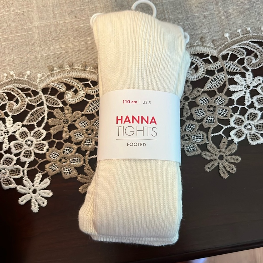 Hanna Andersson Footed Tights Ecru size 5 (110cm)